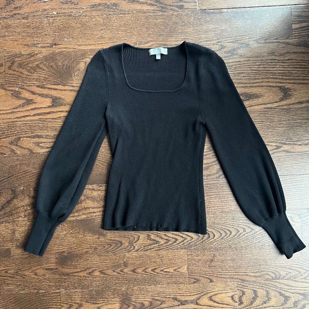 Black Ribbed Long Sleeve Top
